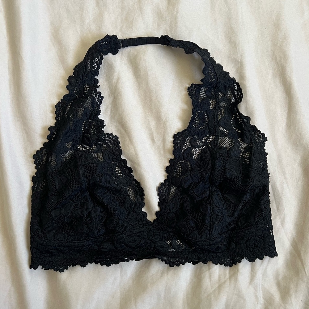 Elegant Black Lace Halter Bralette